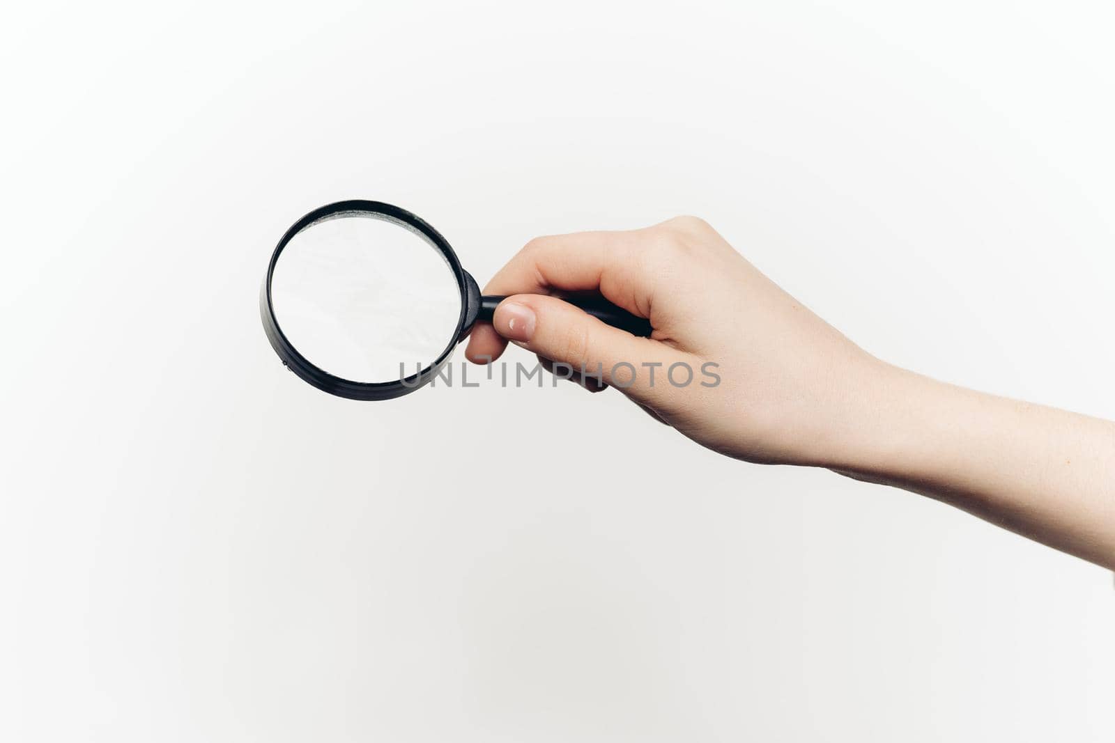 magnifier in hand tool search lcd light background by Vichizh