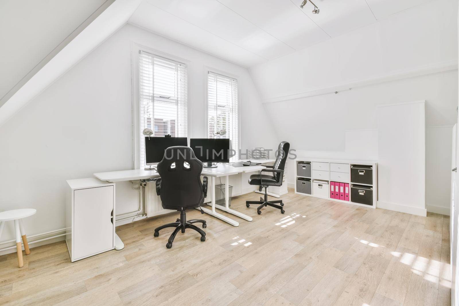 Bright office for two with large windows