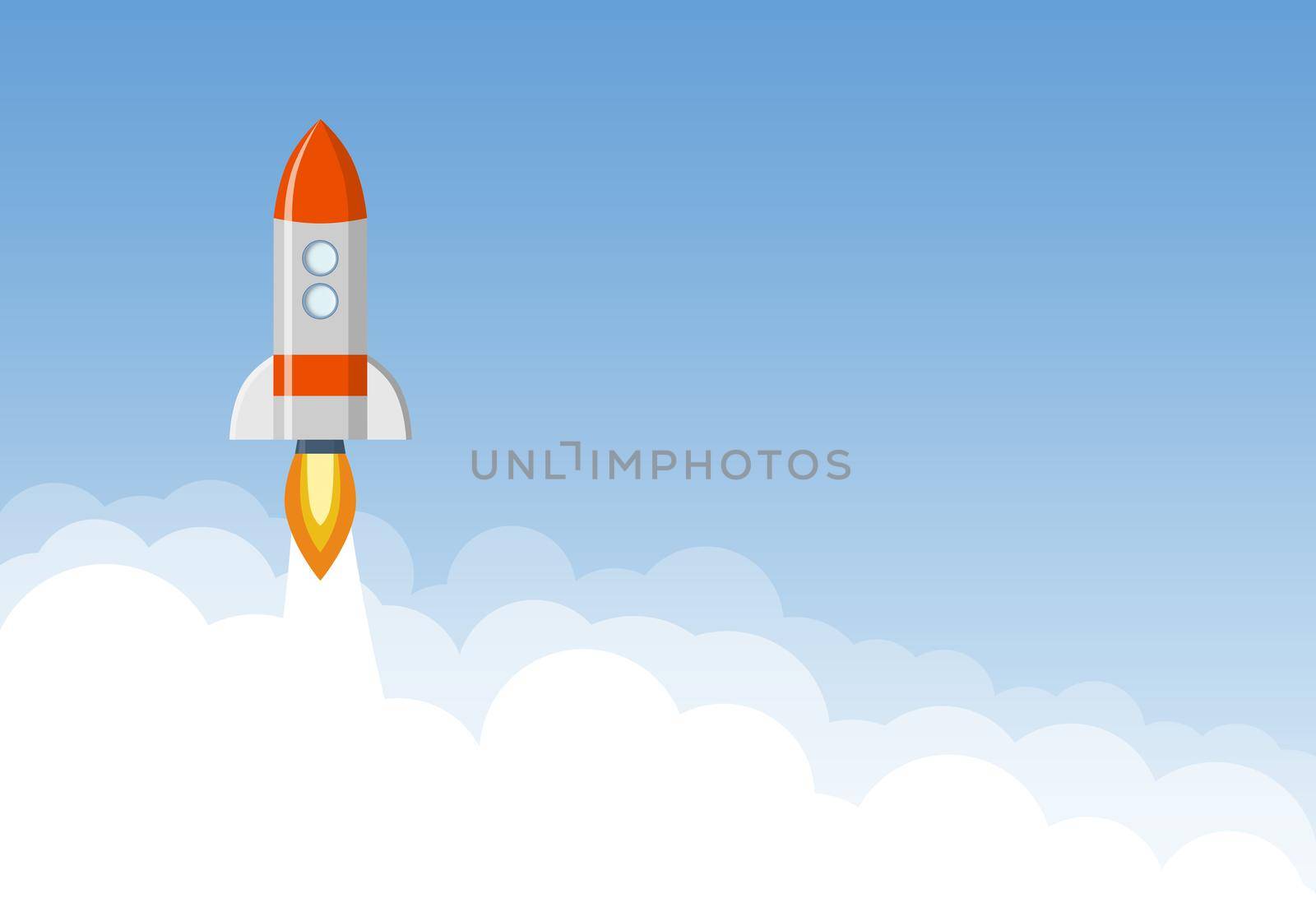 Art launch rocket with sky space. Startup concept.
