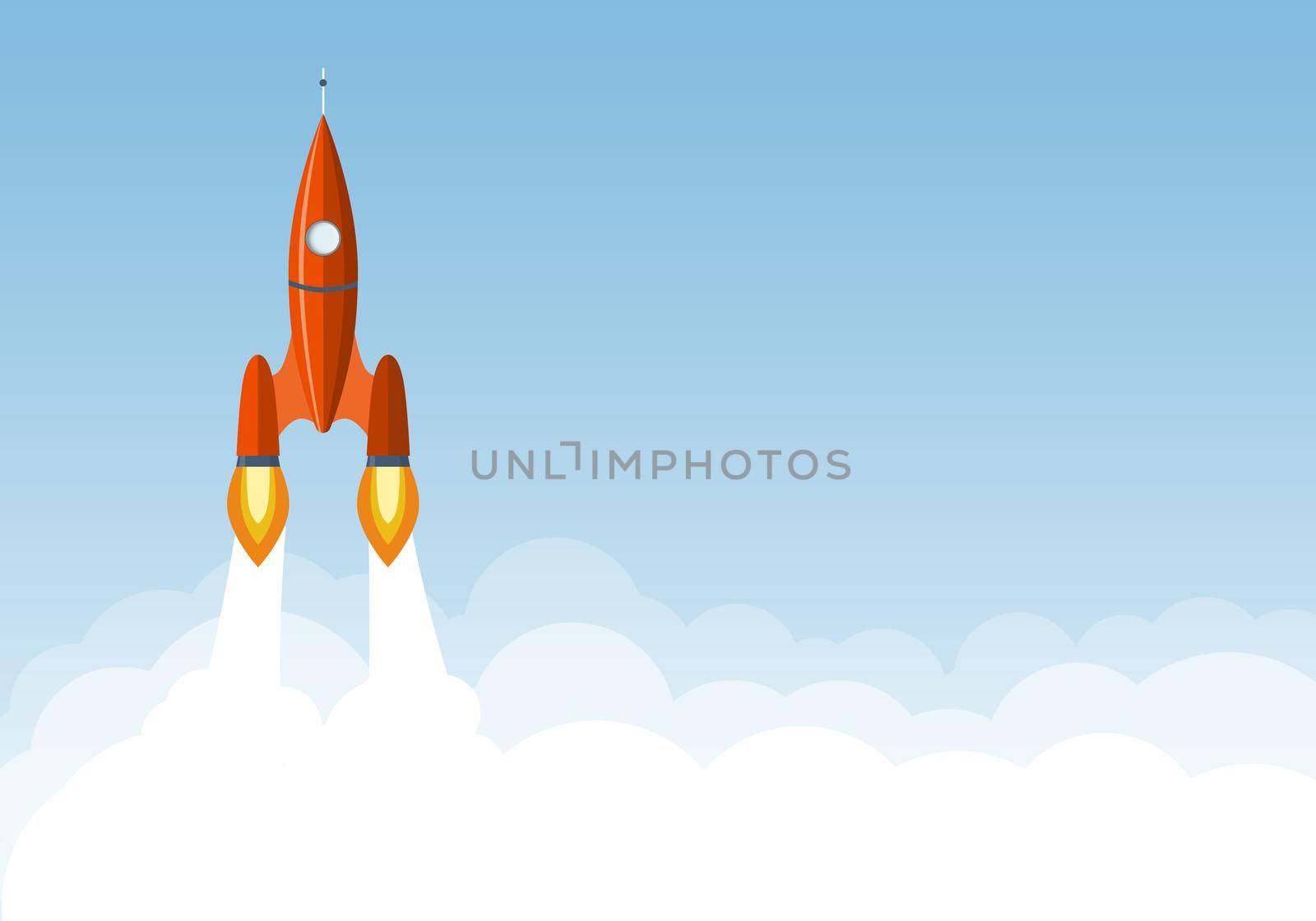 Art launch rocket with sky space. Startup concept.