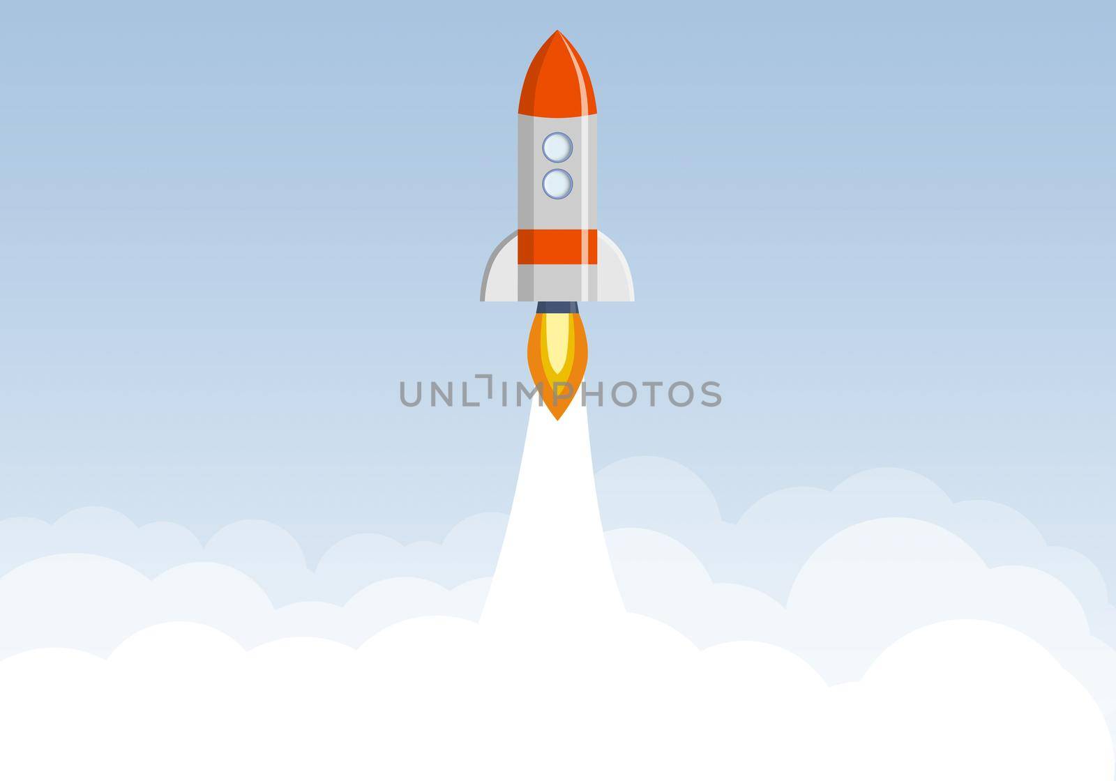 Art launch rocket with sky space. Startup concept.