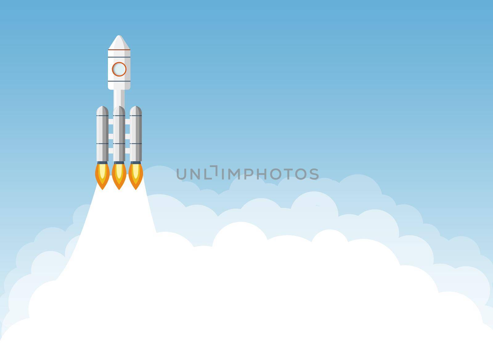 Art launch rocket with sky space. Startup concept.