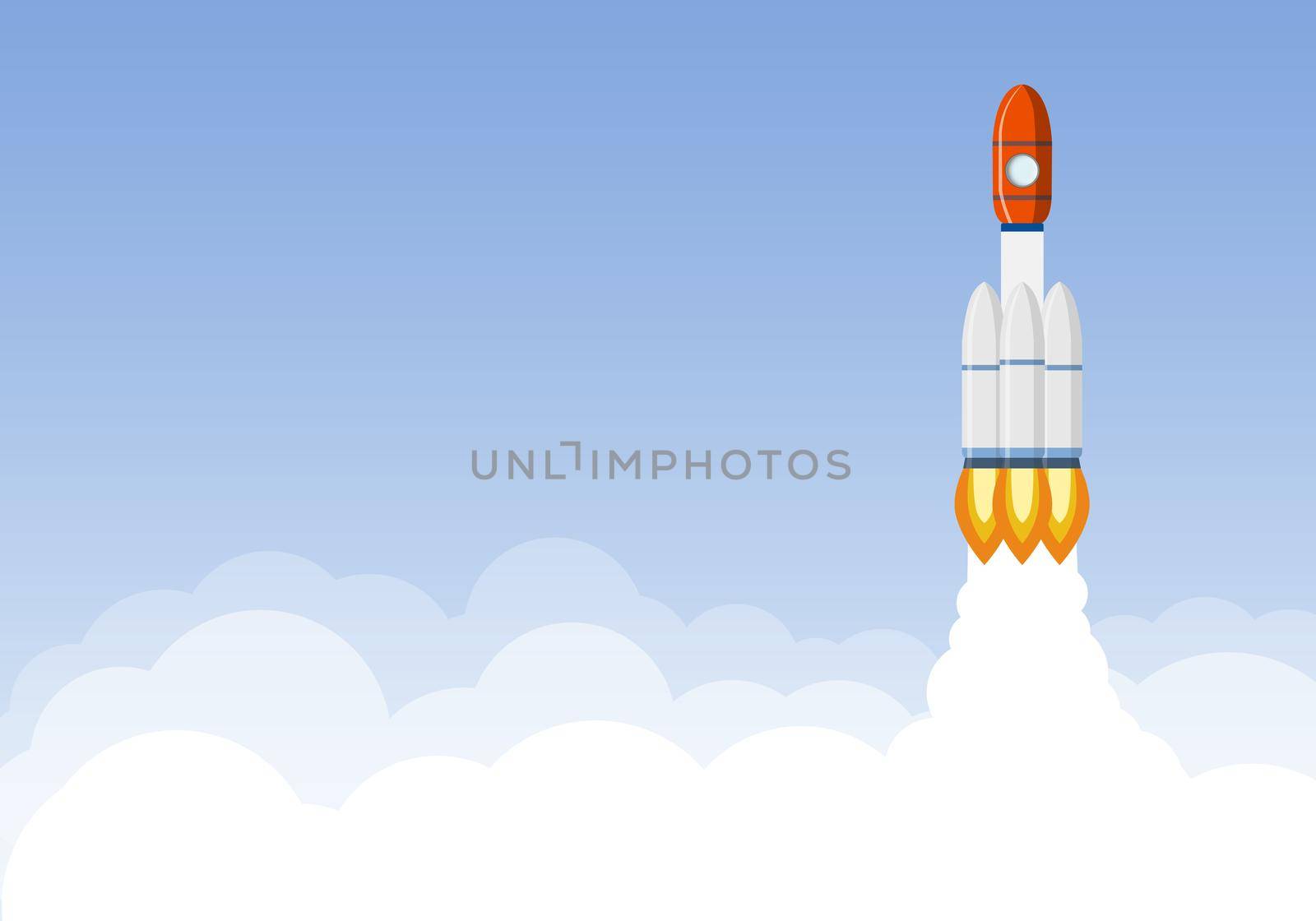 Art launch rocket with sky space. Startup concept.