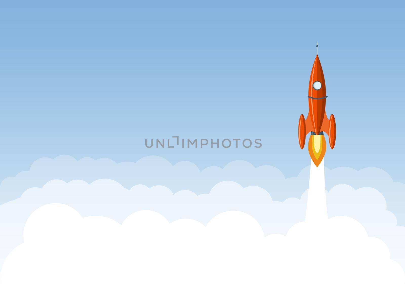 Art launch rocket with sky space. Startup concept.
