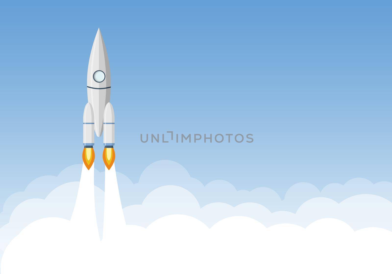 Art launch rocket with sky space. Startup concept.