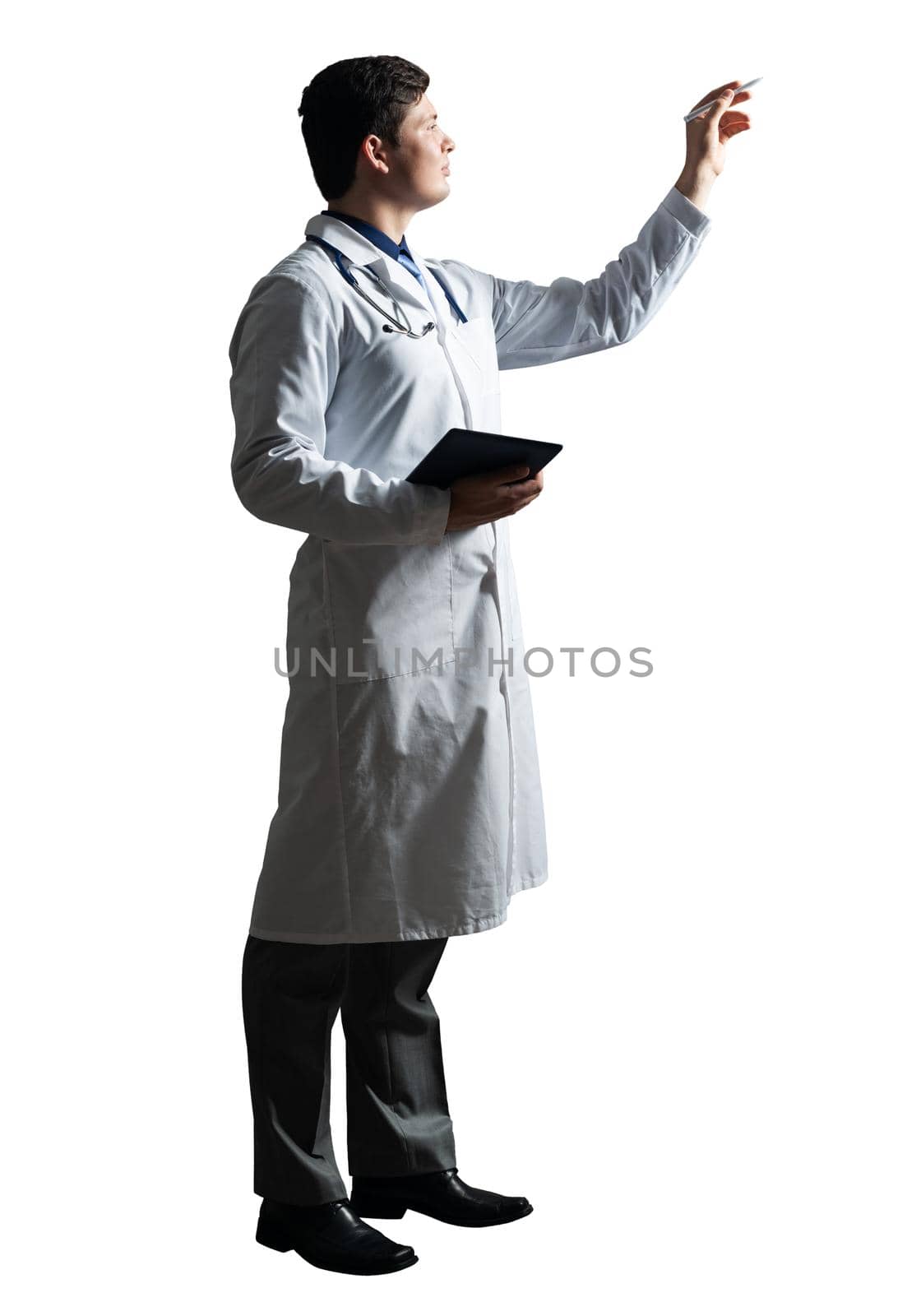 Doctor with tablet for documents by adam121