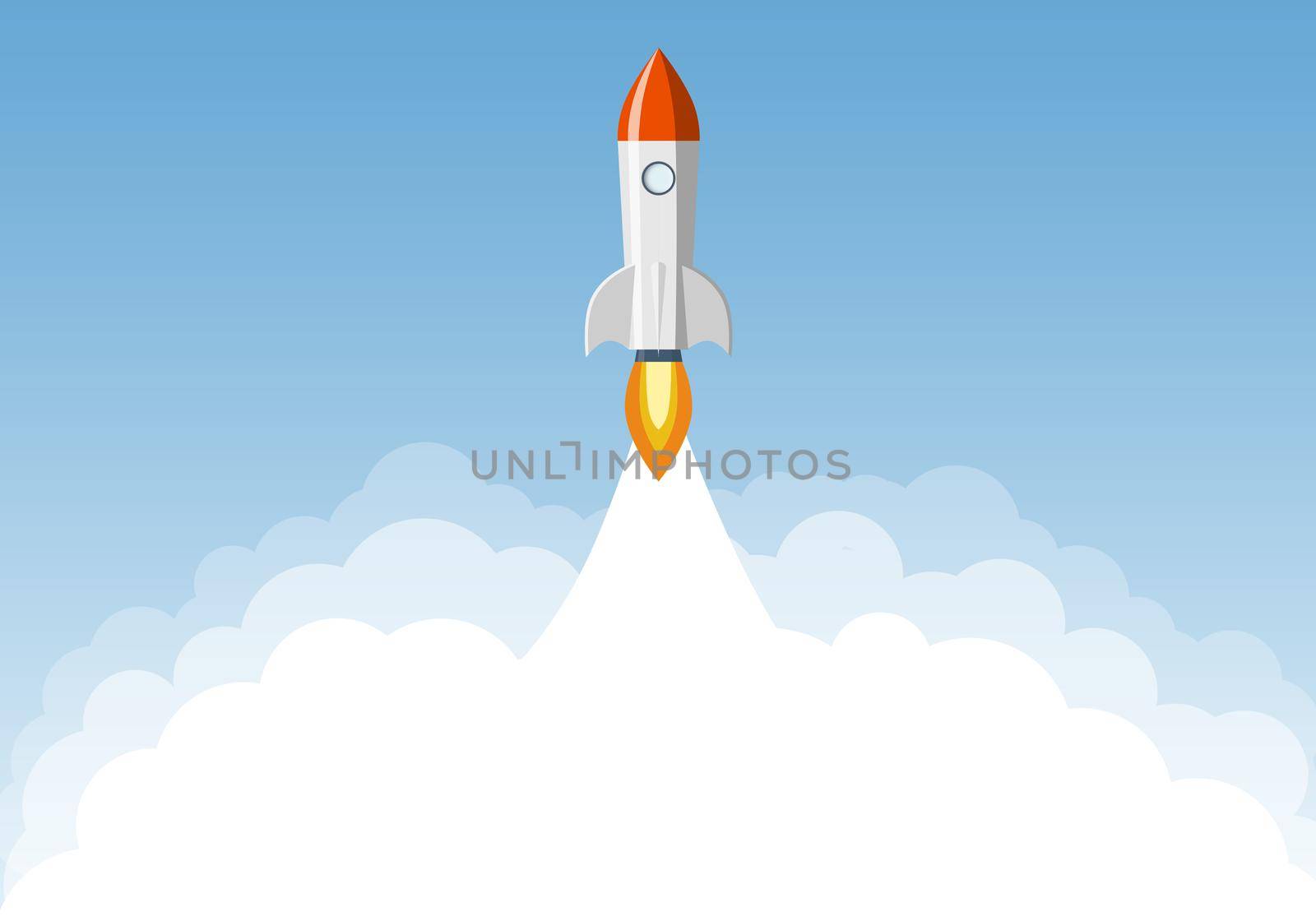 Art launch rocket with sky space. Startup concept.