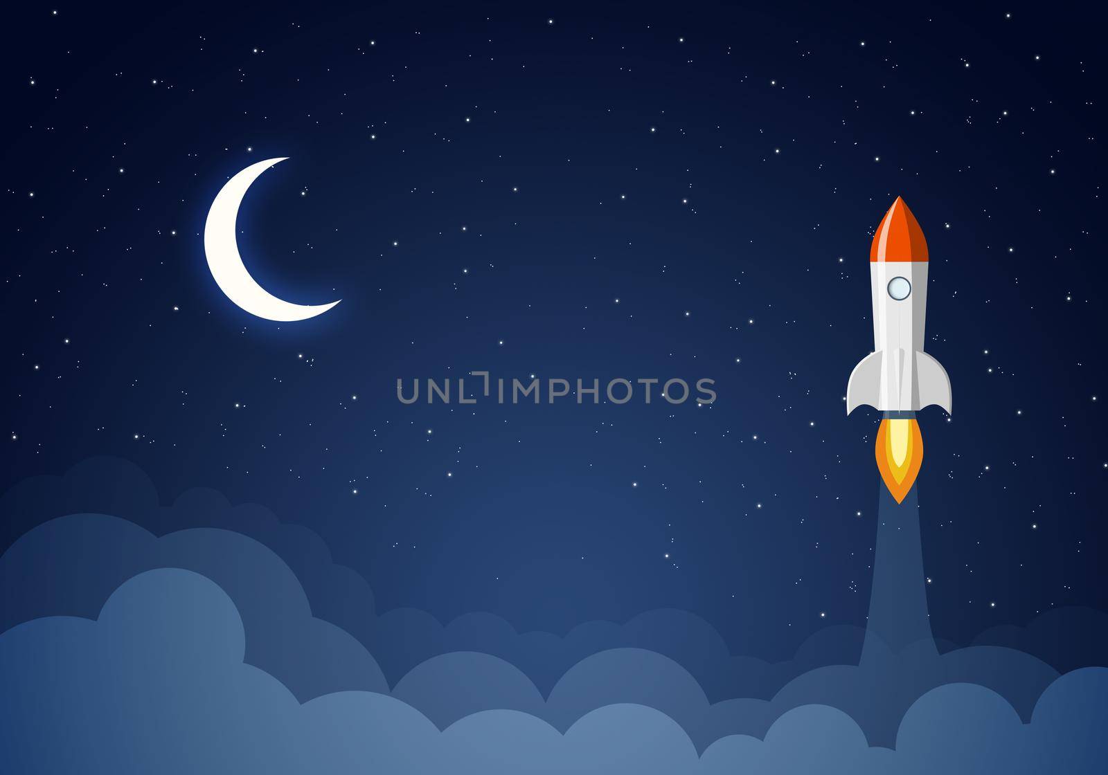 Art launch rocket with sky space. Startup concept.