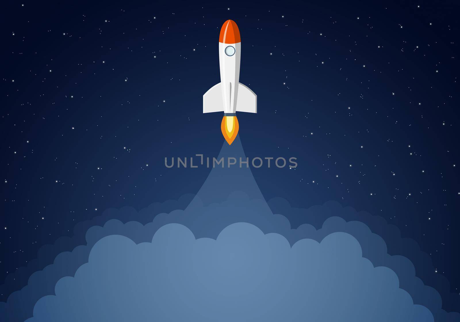 Art launch rocket with sky space. Startup concept.