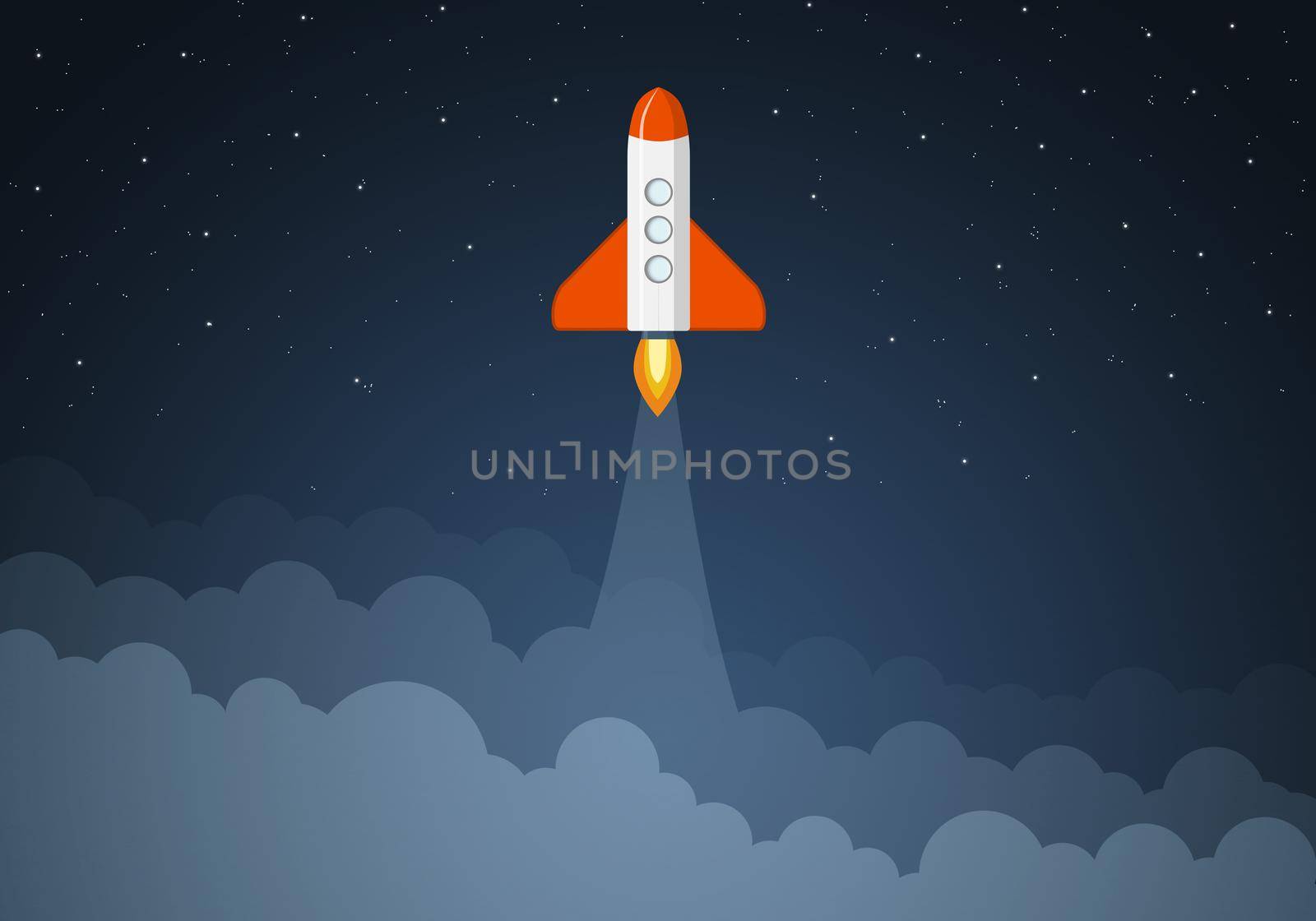 Art launch rocket with sky space. Startup concept.