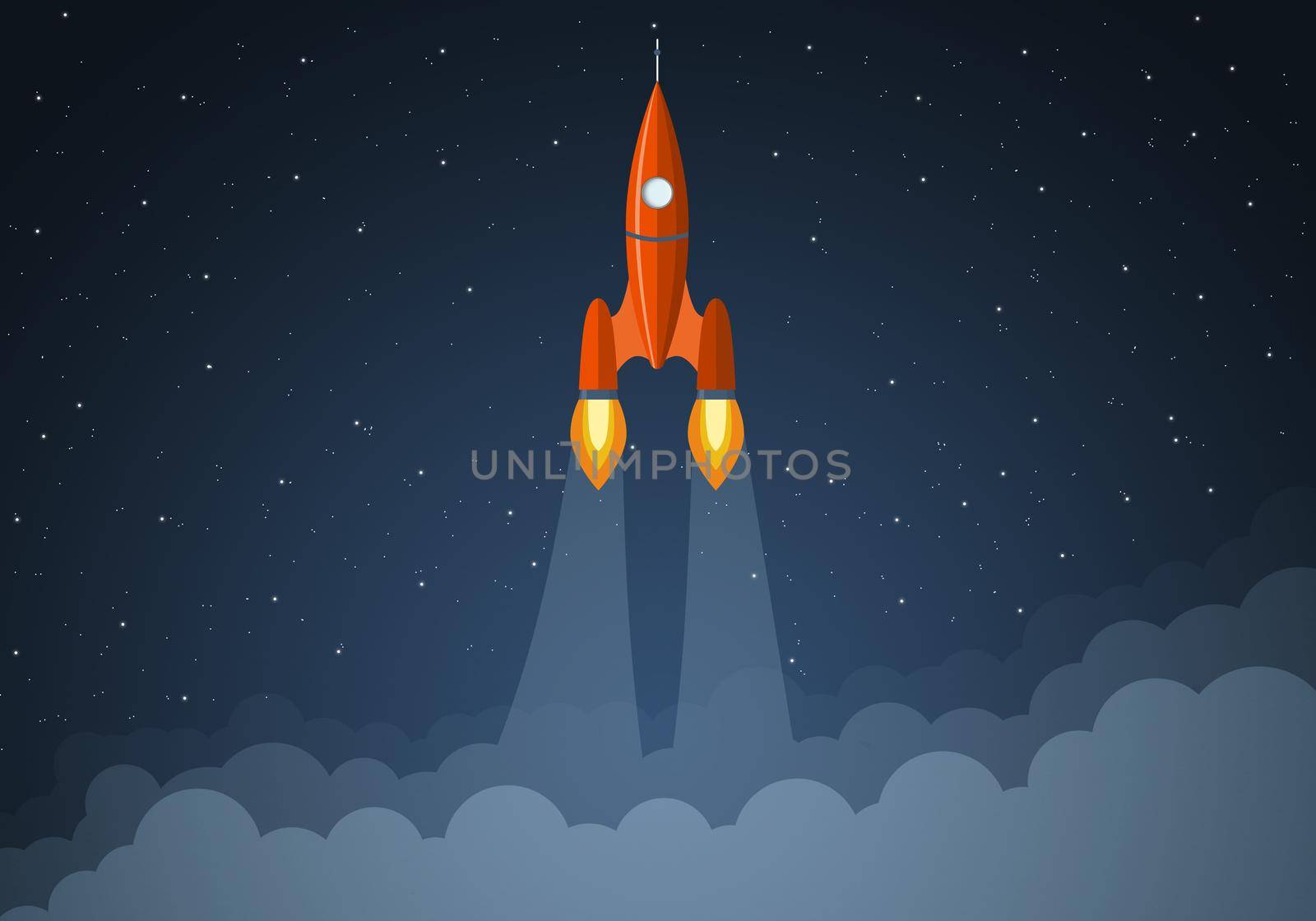 Art launch rocket with sky space. Startup concept.