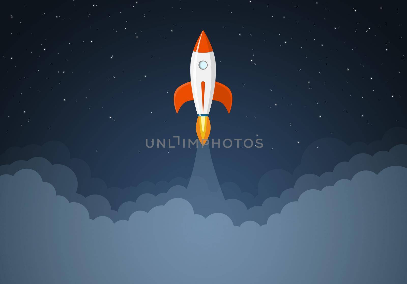 Art launch rocket with sky space. Startup concept.