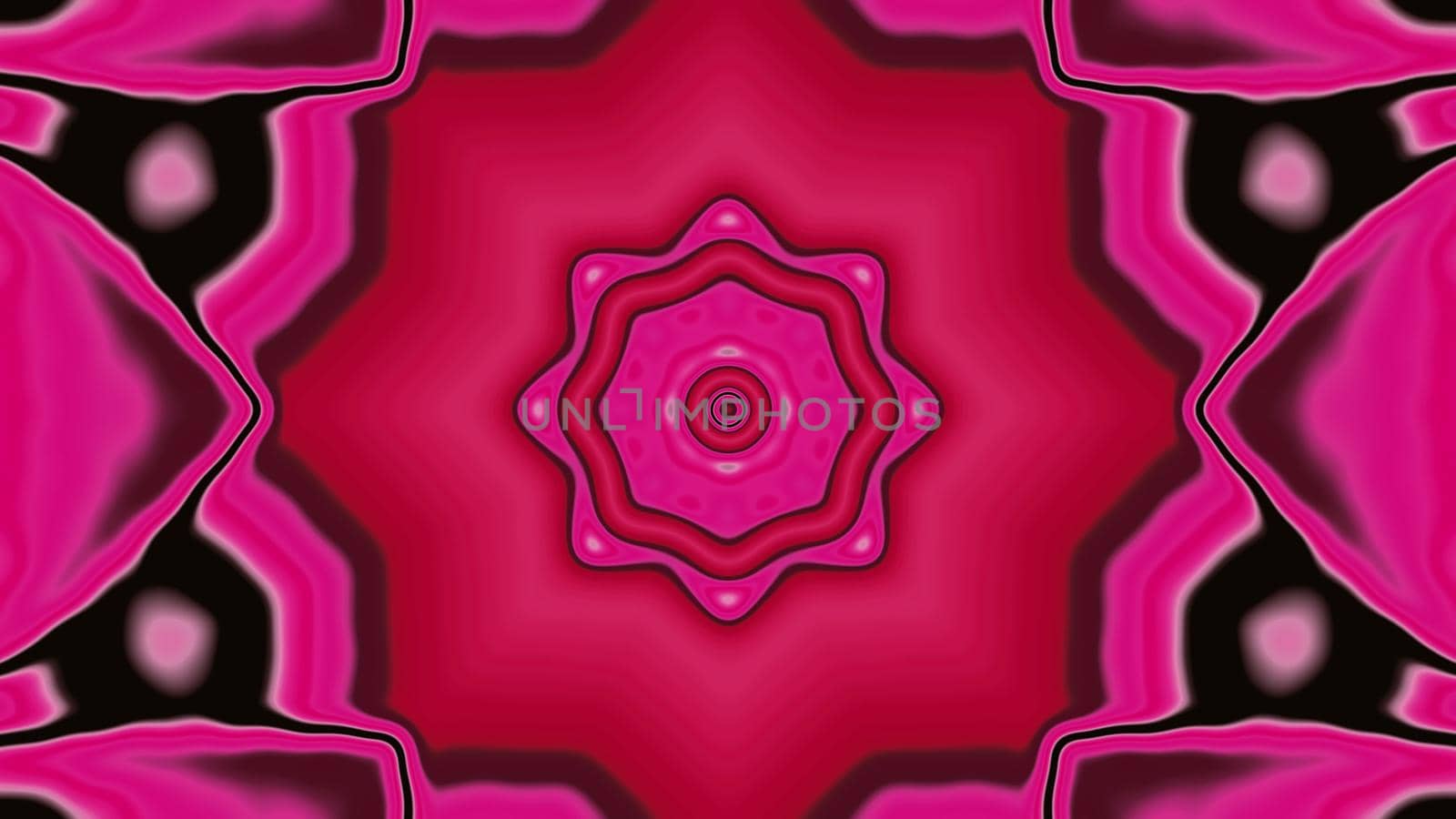 4K UHD 3D illustration of symmetric crystal shaped ornament glowing with vivid neon light