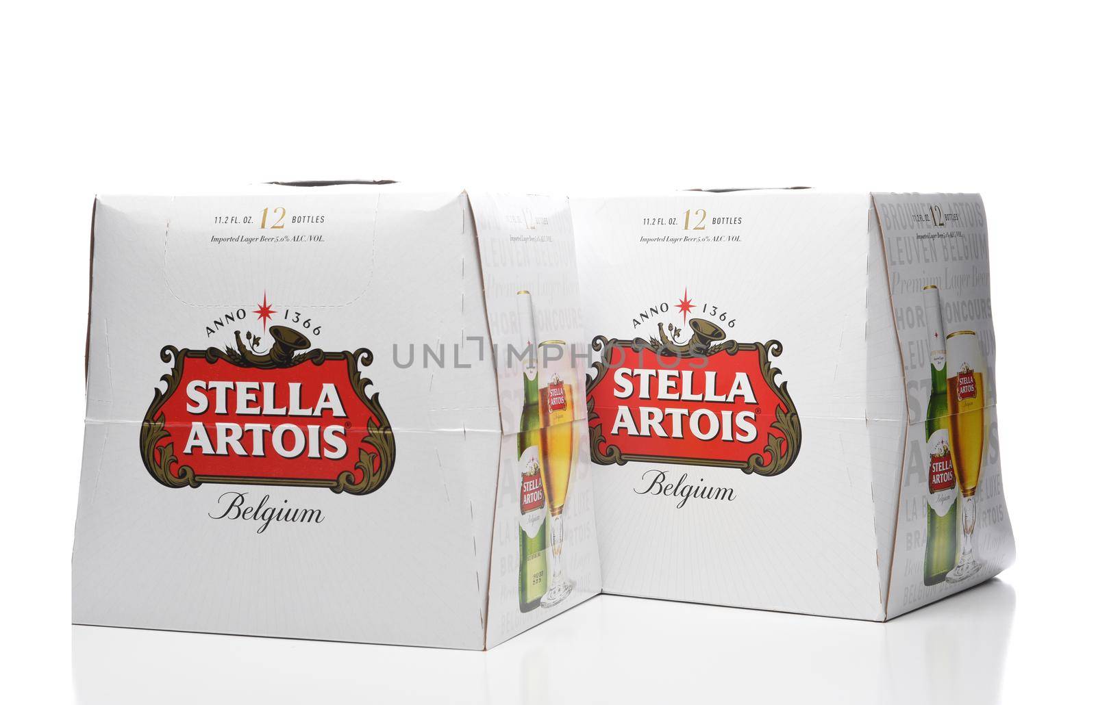 IRVINE, CALIFORNIA - JULY 5, 2019:  Stella Artois Beer 12 Packs. Stella has been brewed in Leuven, Belgium, since 1926, and launched as a festive beer, named after the Christmas star.