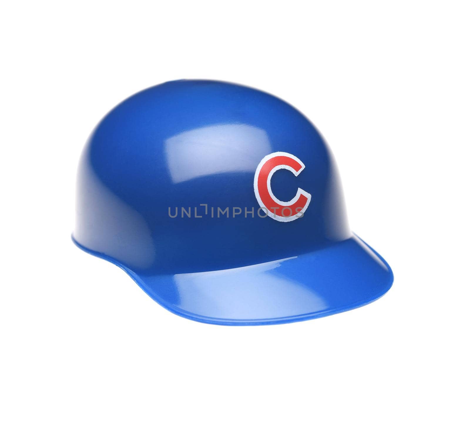 IRVINE, CALIFORNIA - FEBRUARY 27, 2019:  Closeup of a mini collectable batters helmet for the Chicago Cubs of Major League Baseball.