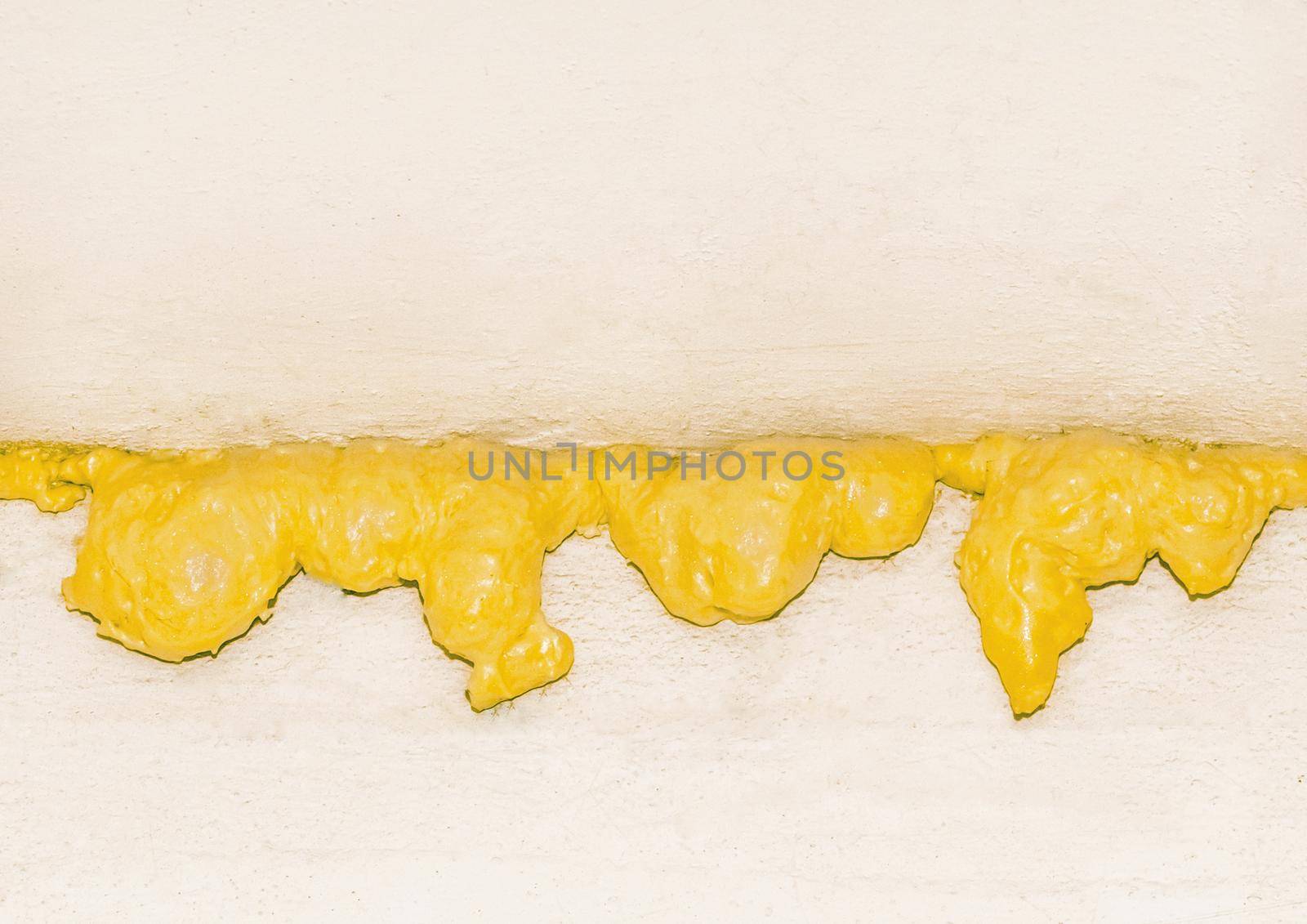 Construction yellow foam, polyurethane insulation material, home repair.