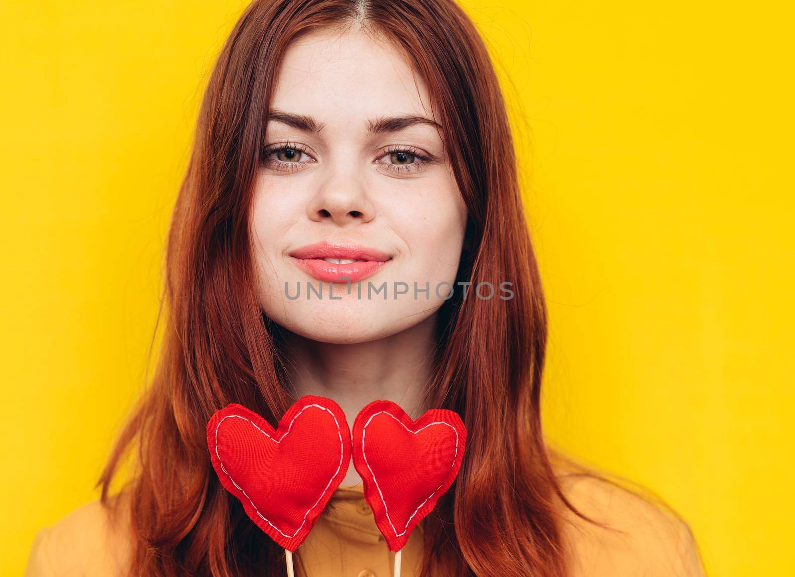 pretty woman in yellow shirt glamor romance posing by Vichizh