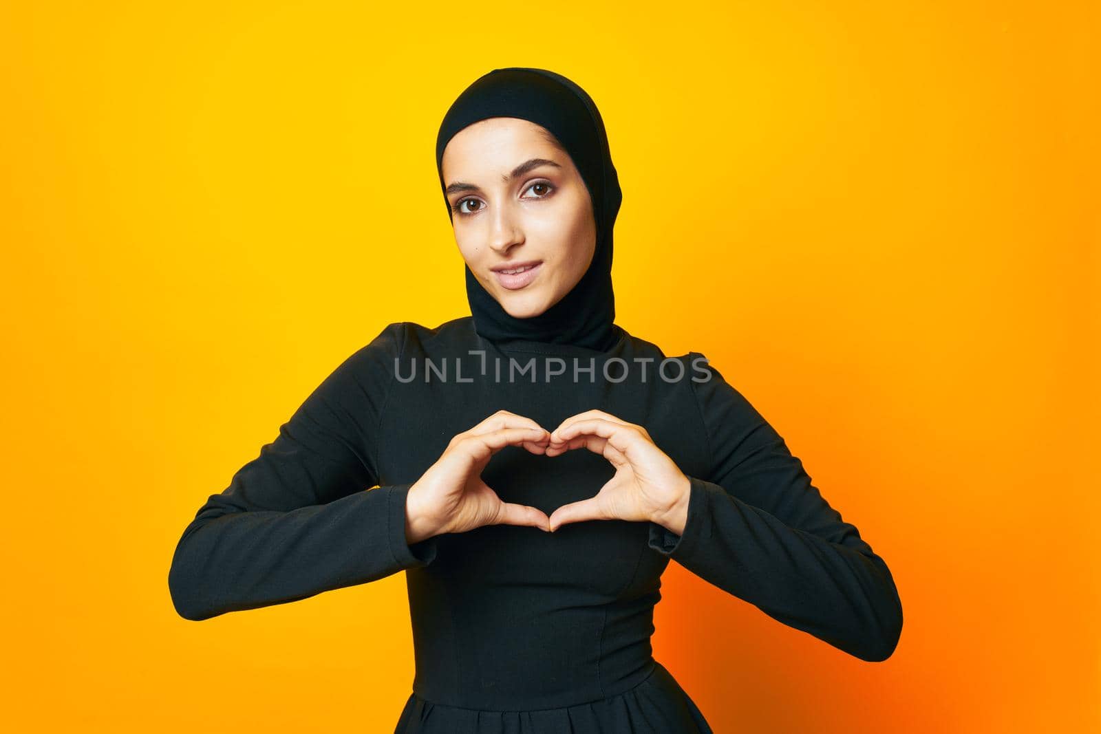 cheerful woman fun ethnicity model posing emotions isolated background. High quality photo