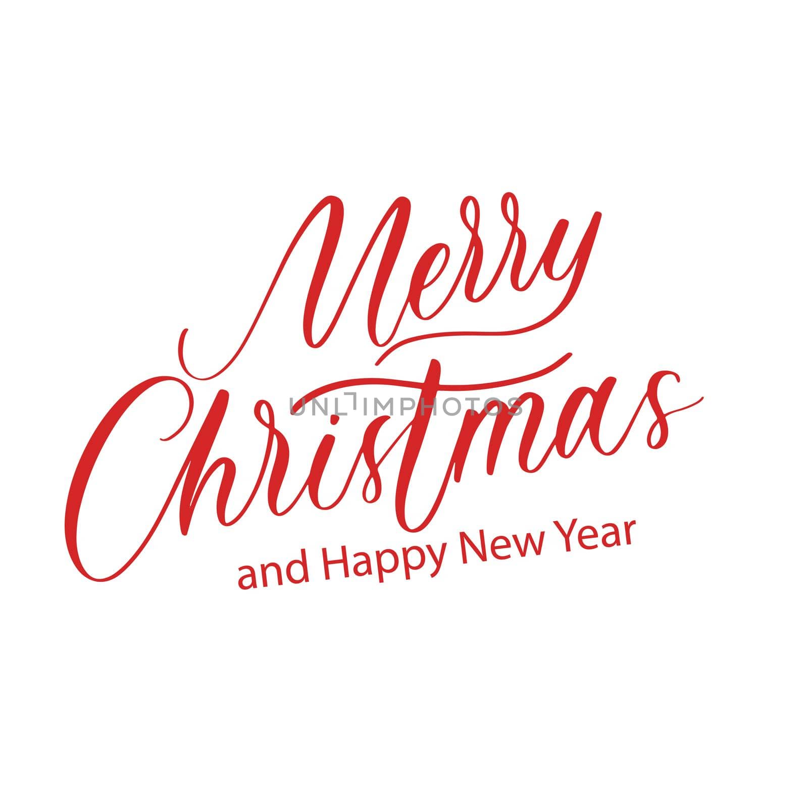 Merry Christmas handwritten red text on white background