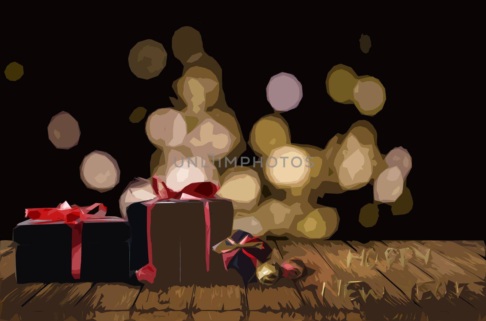 Christmas background with gifts. Xmas boxes with bows and place for text. Illustration. by Andelov13