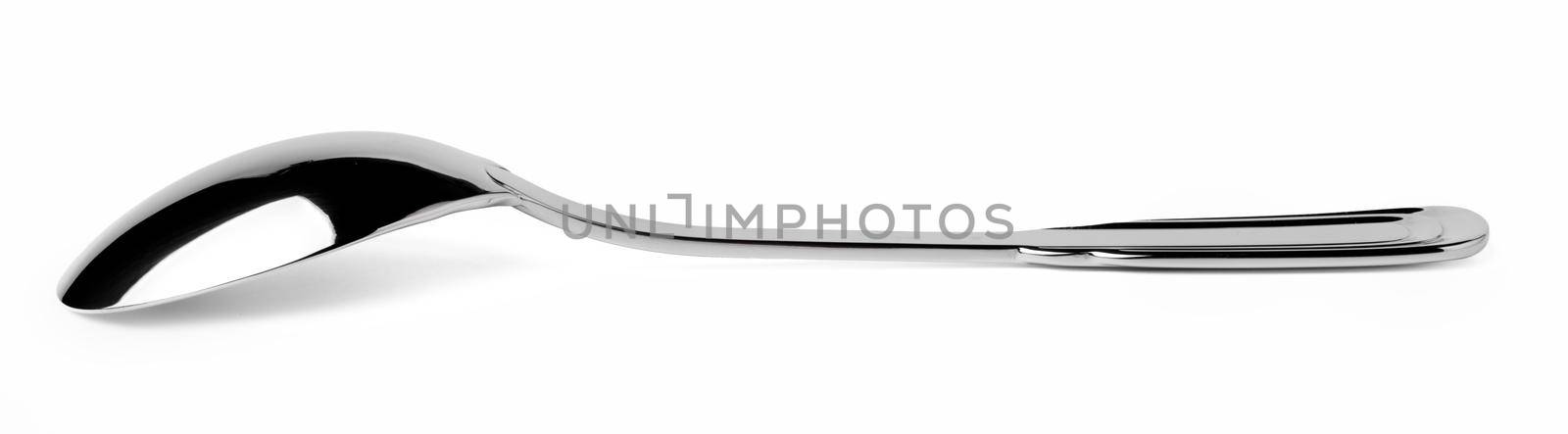 Metal steel spoon isolated on white background, cutlery