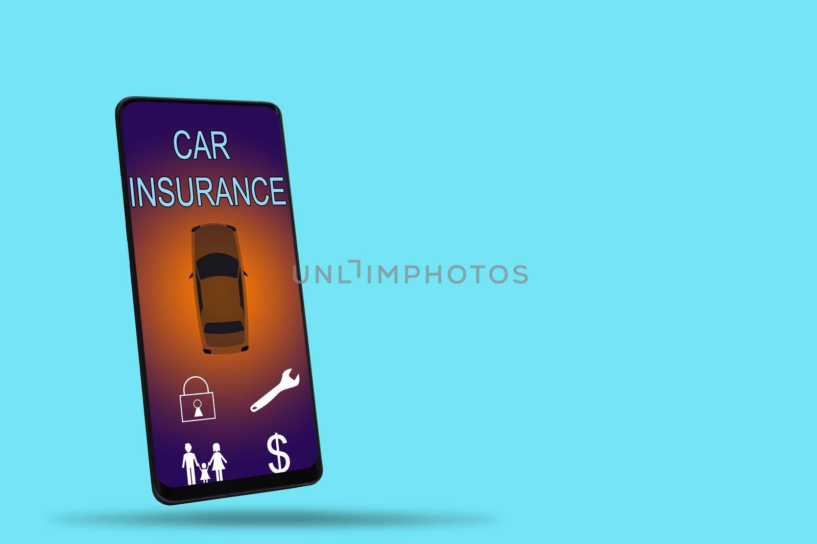 smartphone with insurance on the screen.