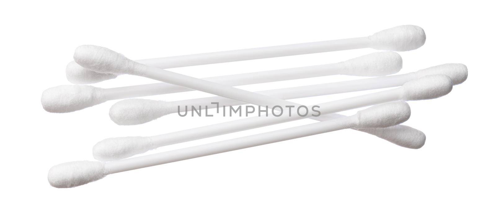 Cotton cleaning swabs isolated on white background close up
