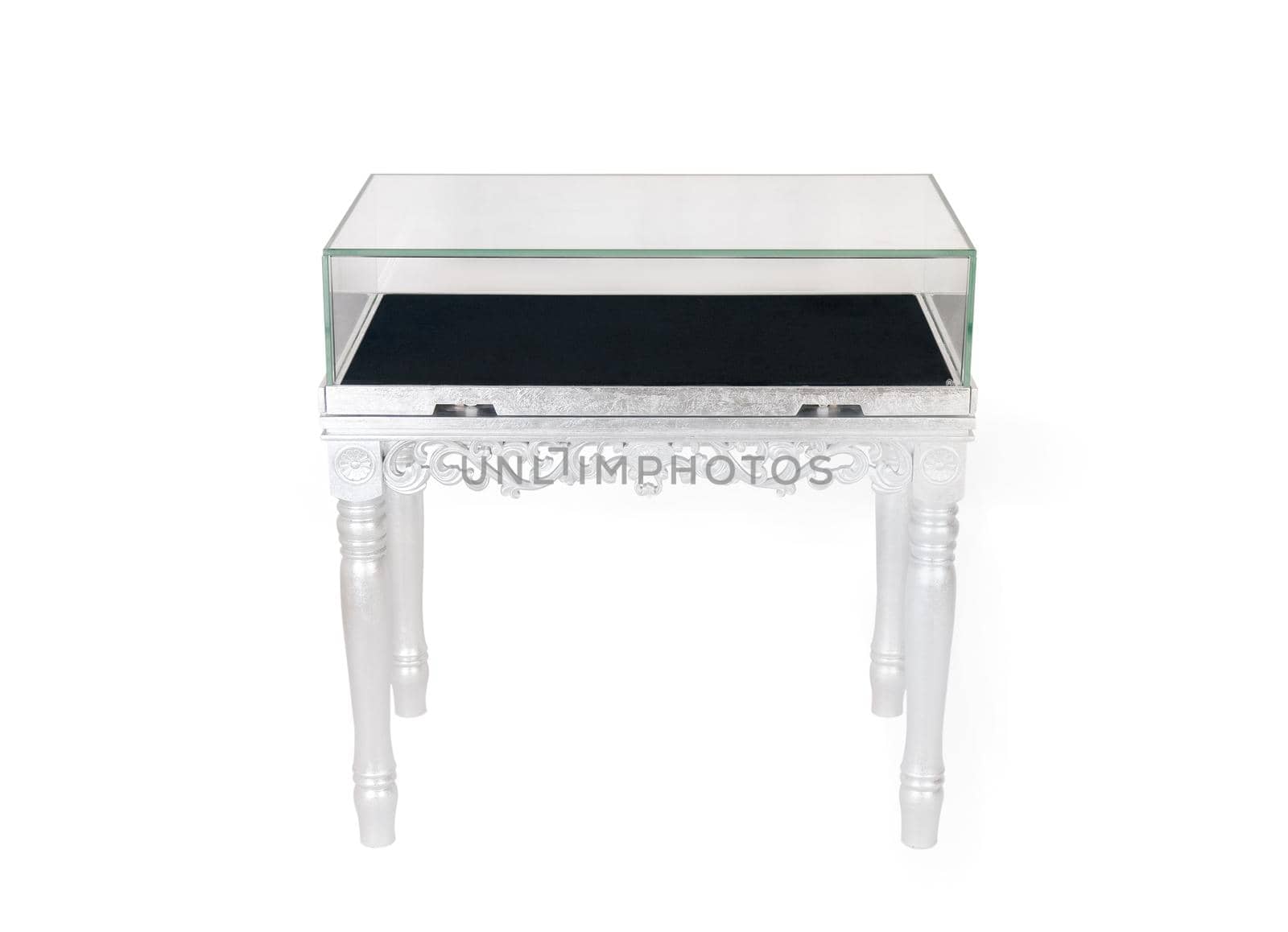 silver display table isolated on white