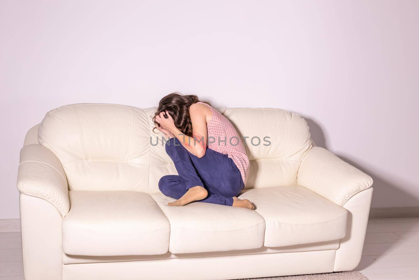 Victim, abuse and domestic violence - Woman crying, suffering domestic violence.