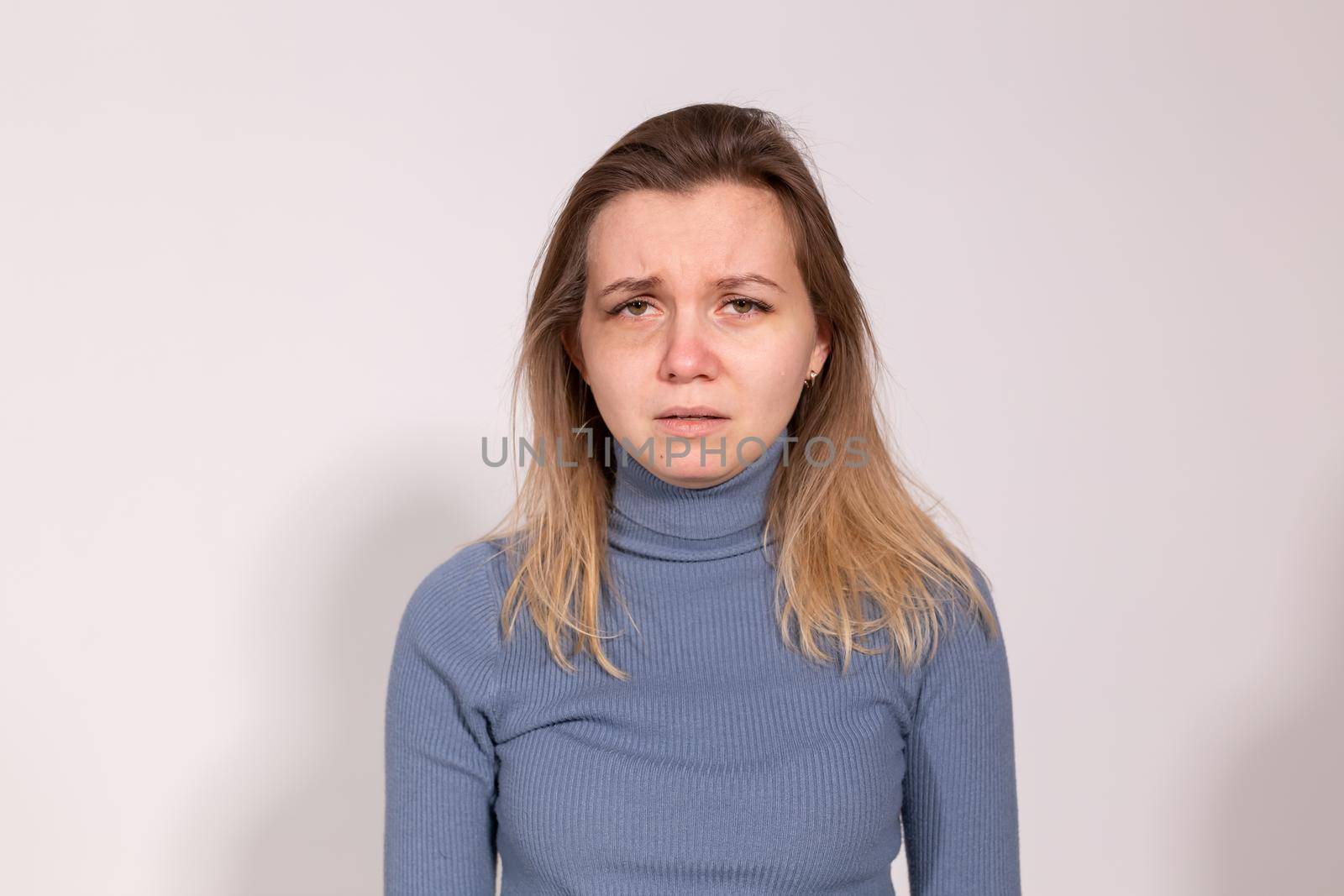 People, violence and abuse concept - Woman victim suffering from abuse, harassment.