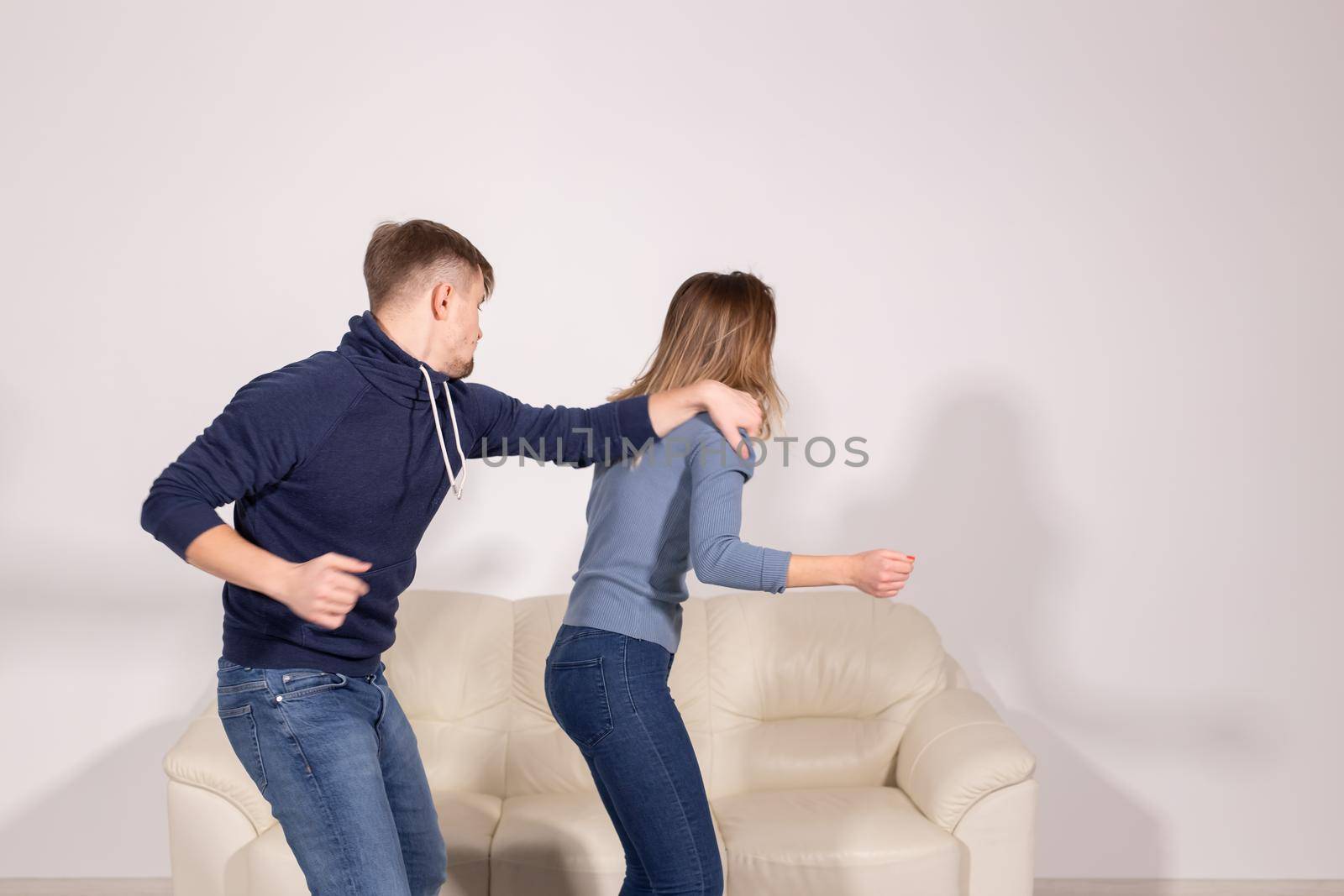 People, violence and abuse concept - Man and woman fighting.