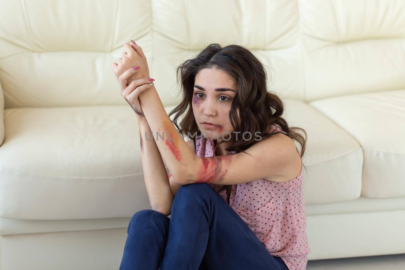 Victim, abuse and domestic violence - Woman crying, suffering domestic violence.