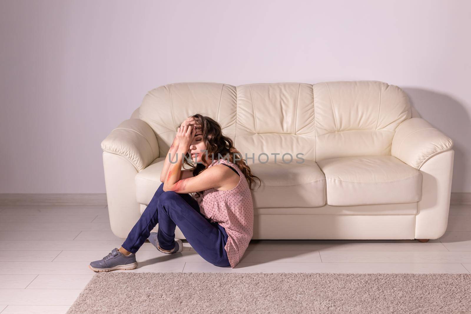 Victim, abuse and domestic violence - Woman crying, suffering domestic violence.