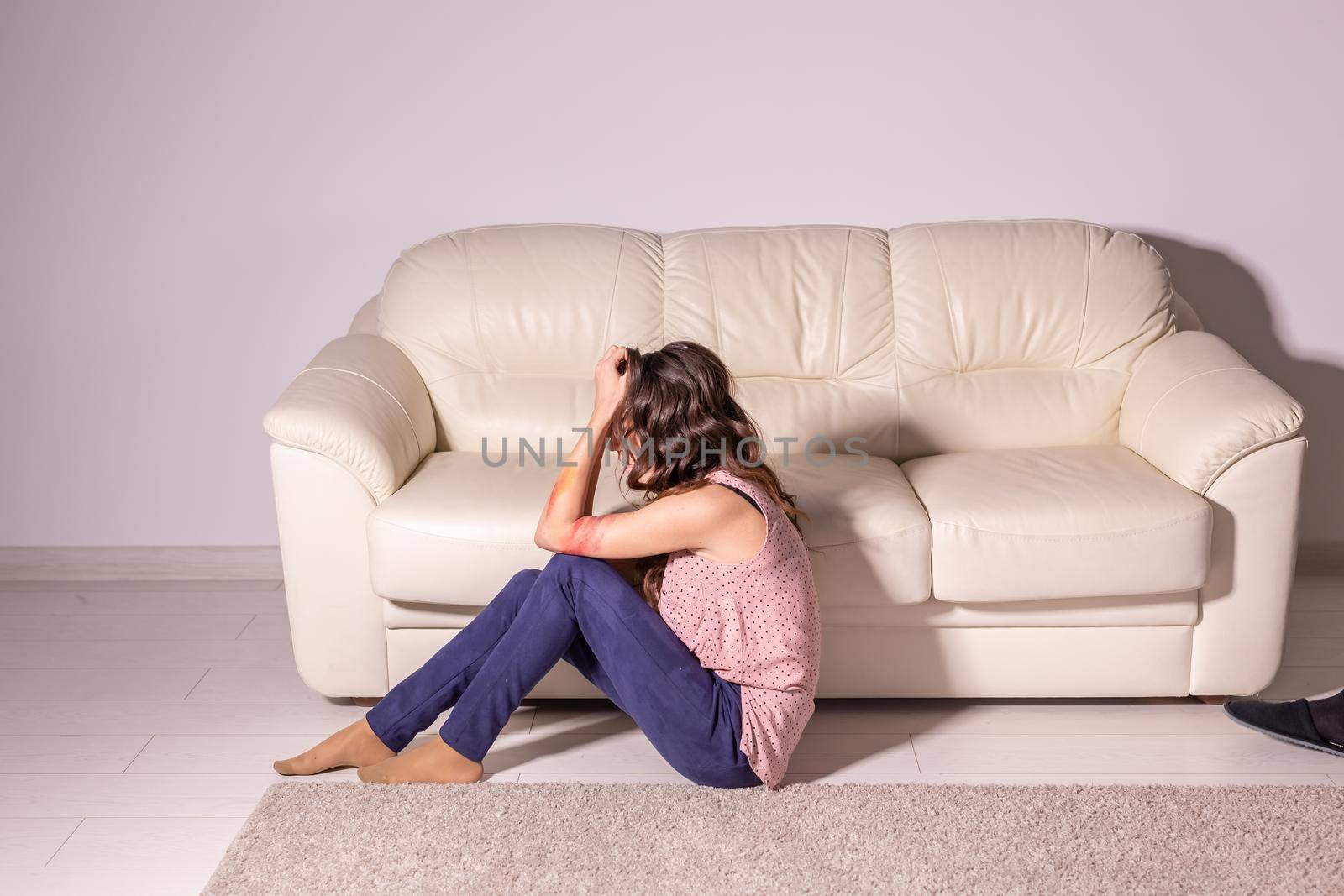 Victim, abuse and domestic violence - Woman crying, suffering domestic violence.