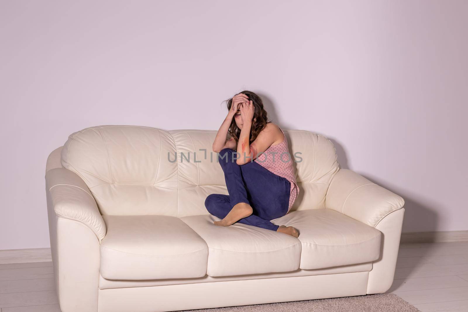 Victim, abuse and domestic violence - Woman crying, suffering domestic violence.
