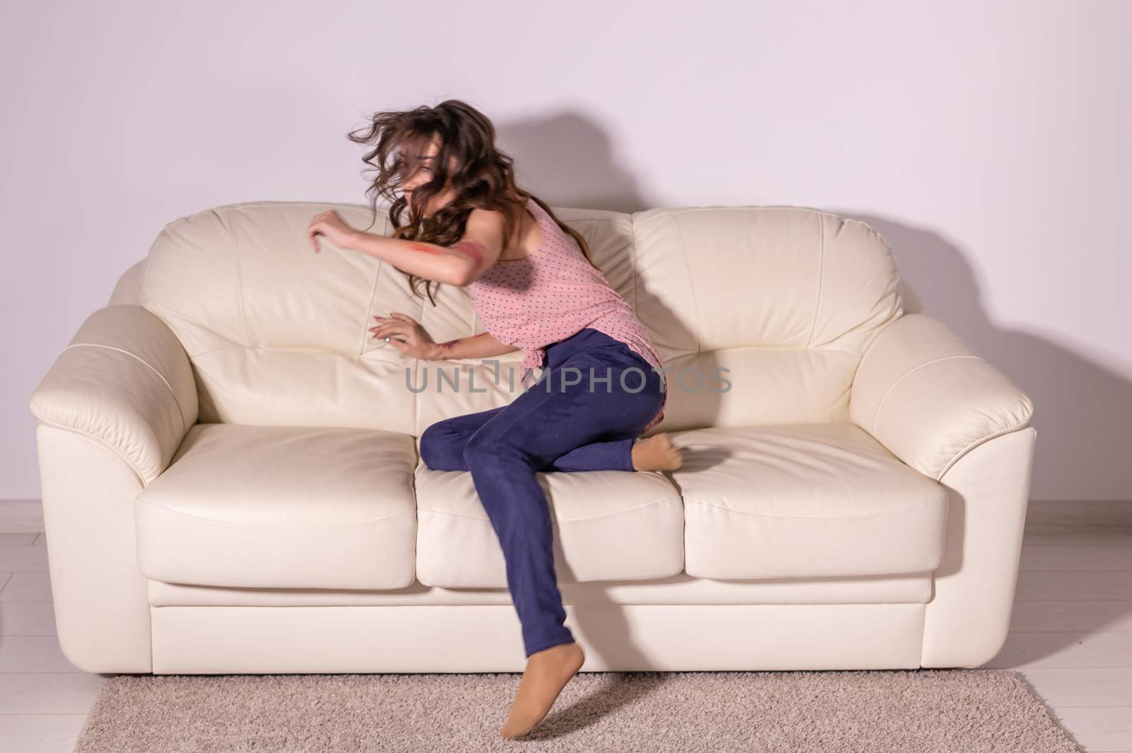 Victim, abuse and domestic violence - Woman crying, suffering domestic violence.