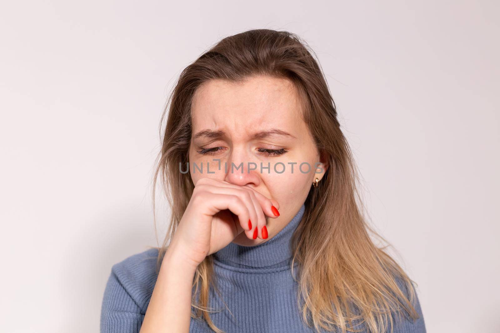 People, violence and abuse concept - Woman victim suffering from abuse, harassment.