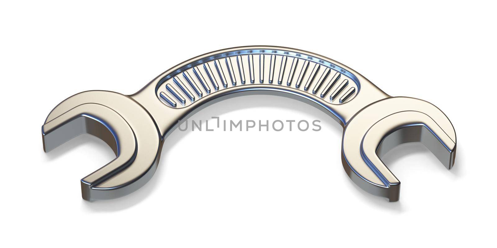 Bent wrench 3D render illustration isolated on white background