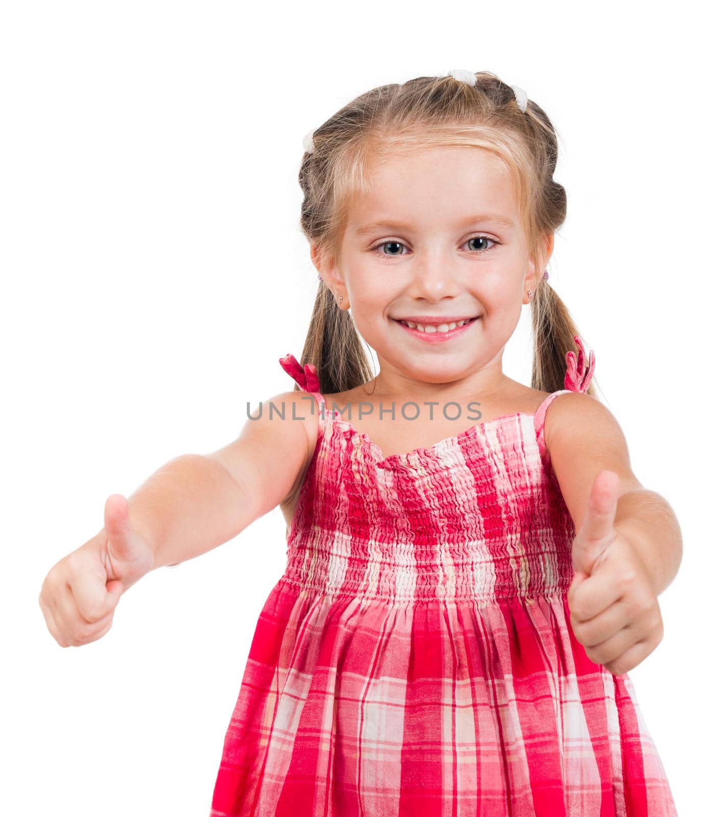 Smiling little girl does thumbs up by GekaSkr