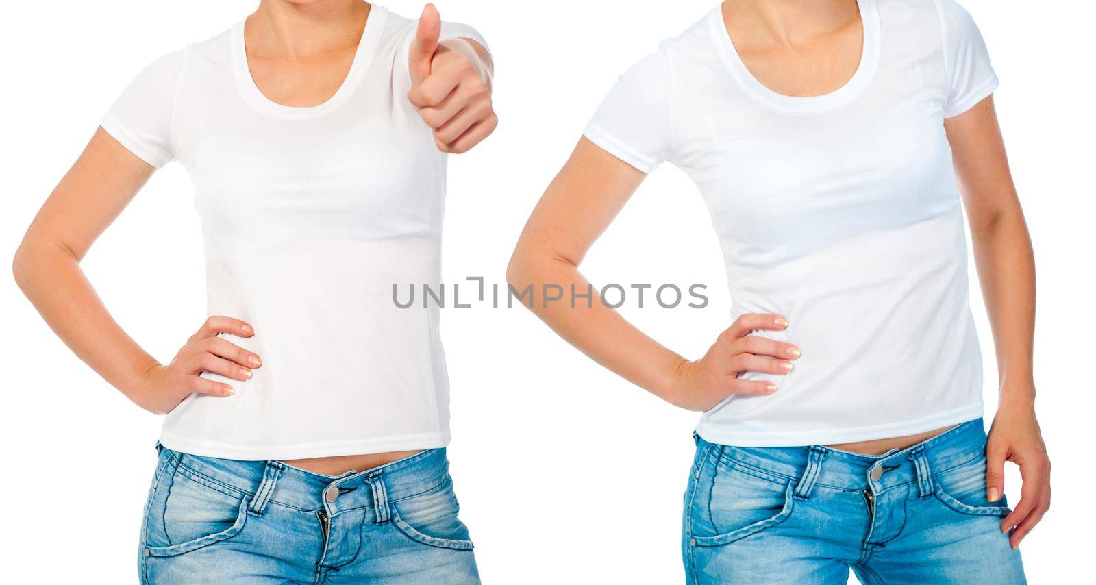 Girl in a white T shirt isolated by GekaSkr