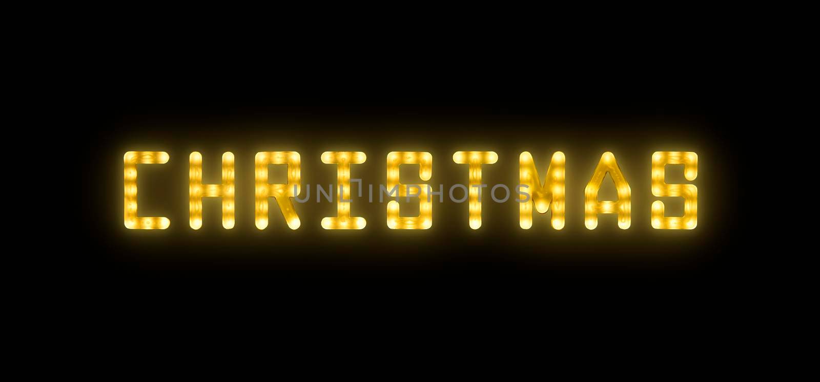 Yellow neon glowing led CHRISTMAS sign on black by BreakingTheWalls