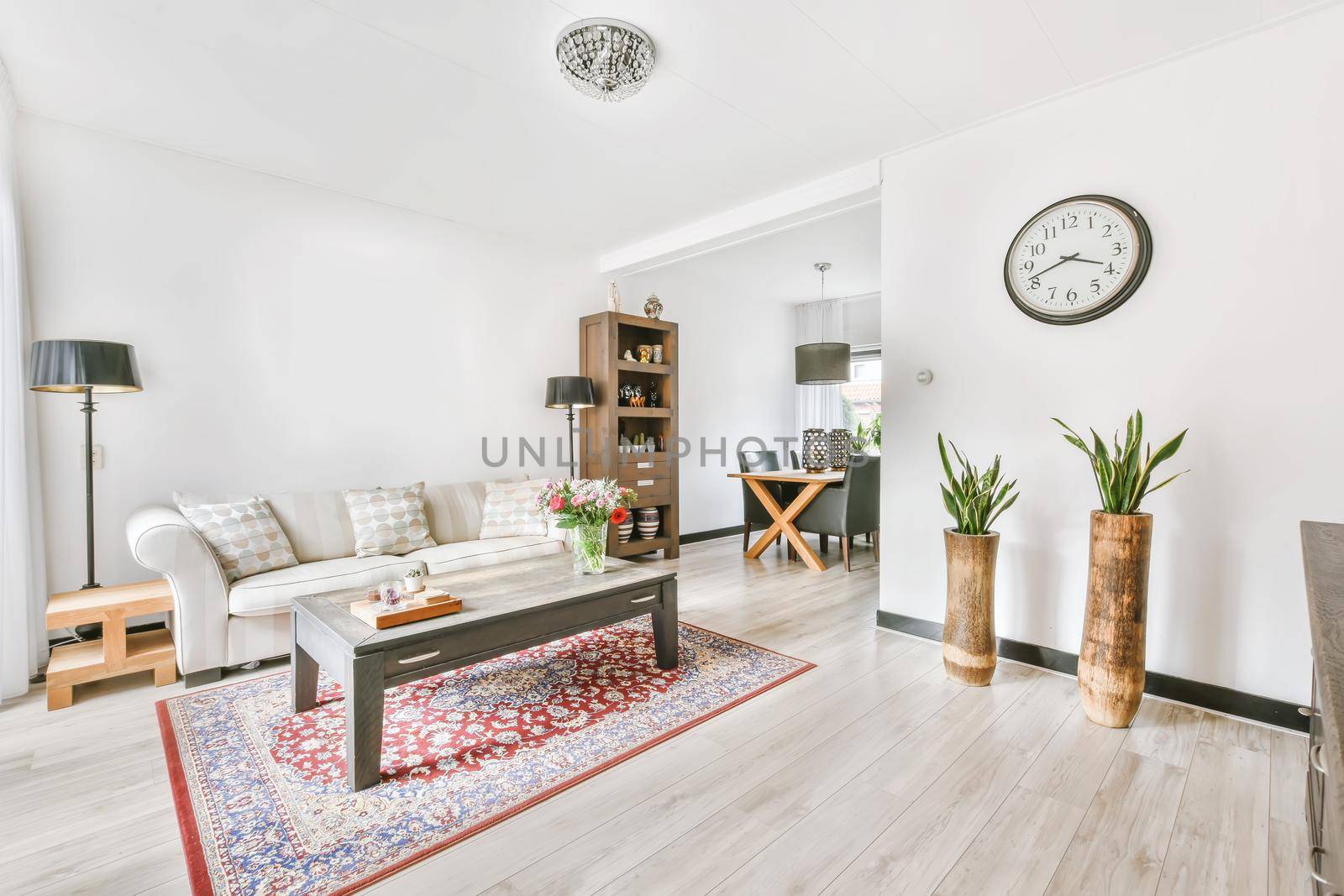 Stylishly organized bright living room in an elegant home