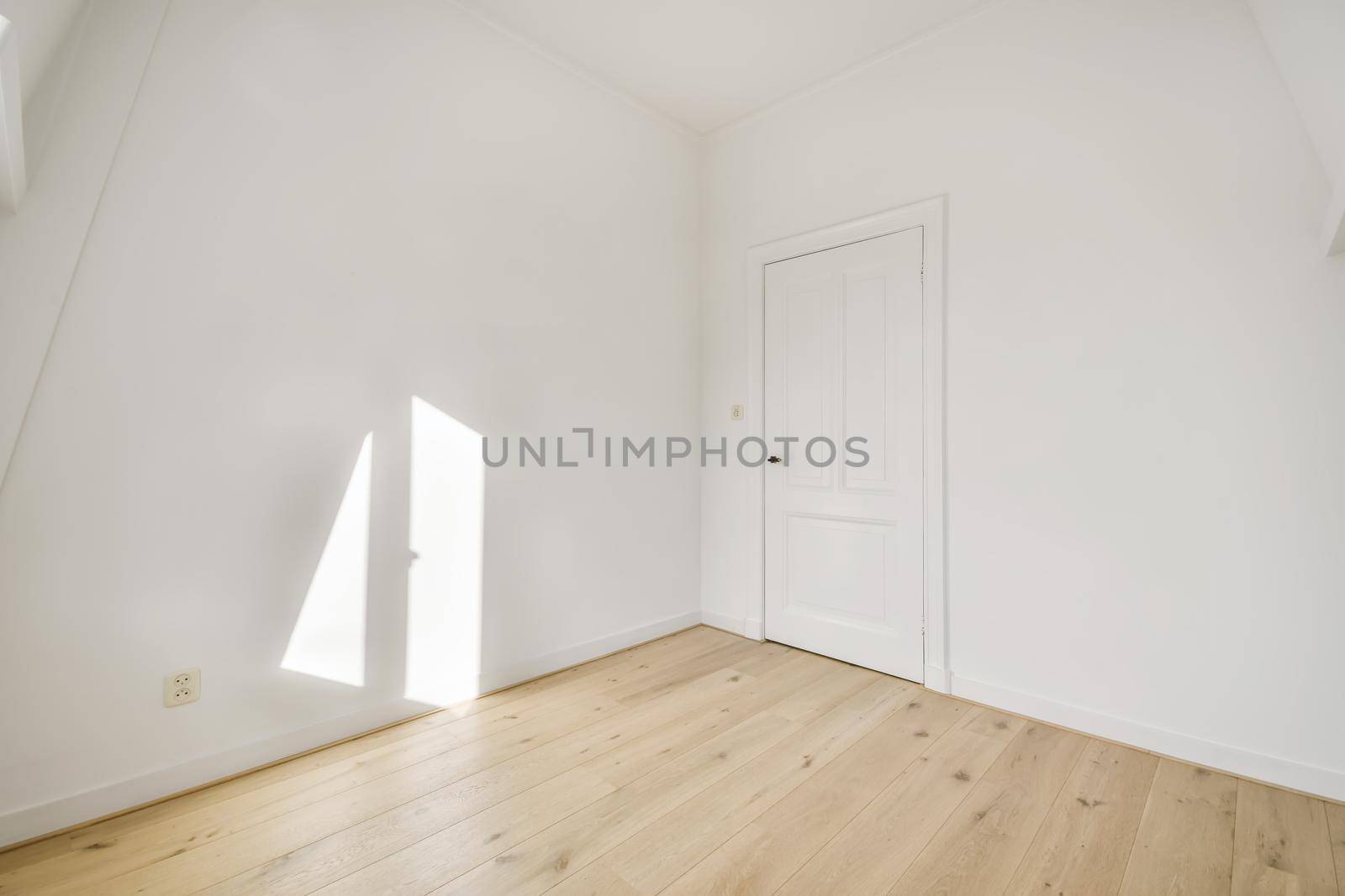 Interior design of bright room in elegant house