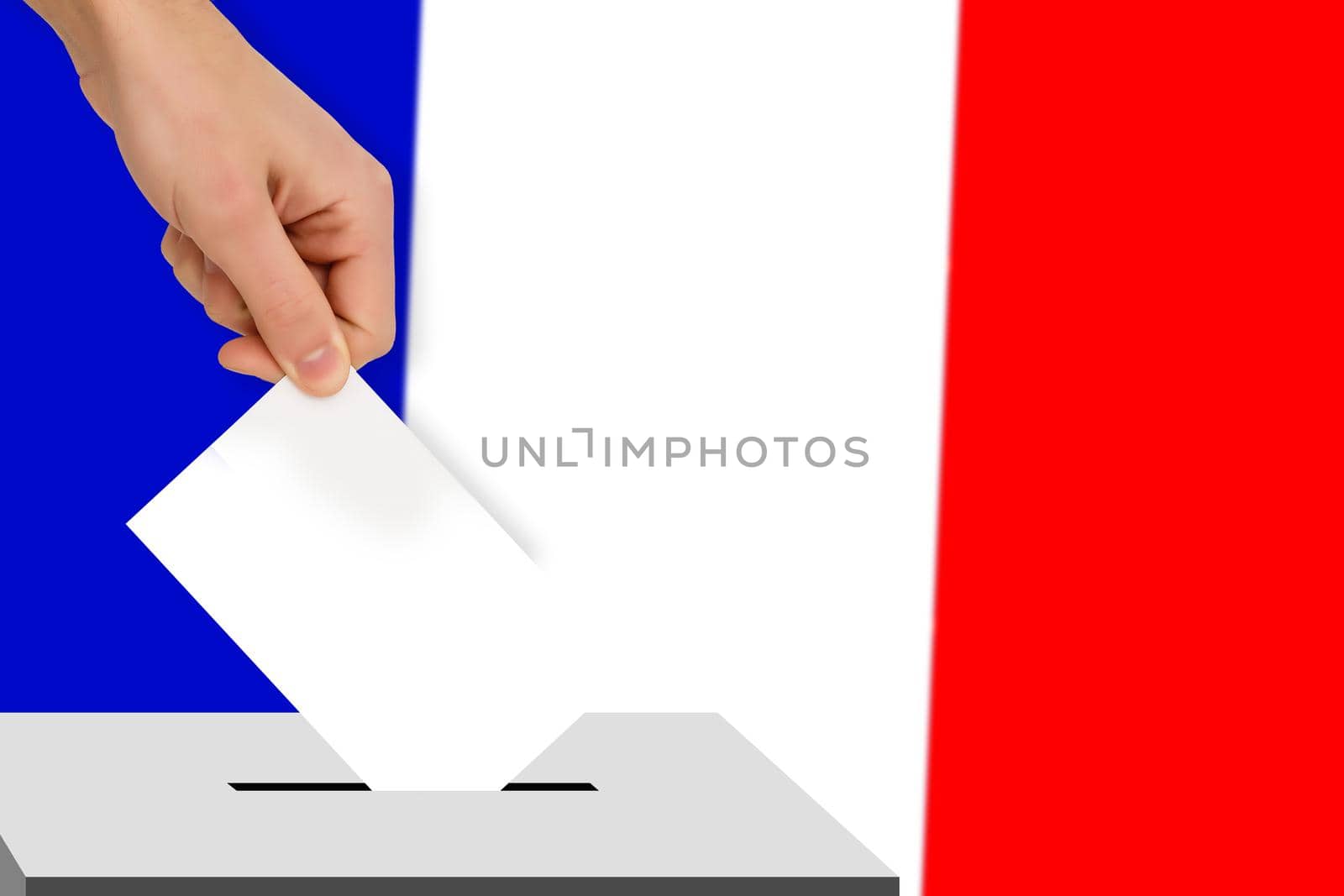 hand drops the ballot election against the background of the flag, concept of state elections, referendum