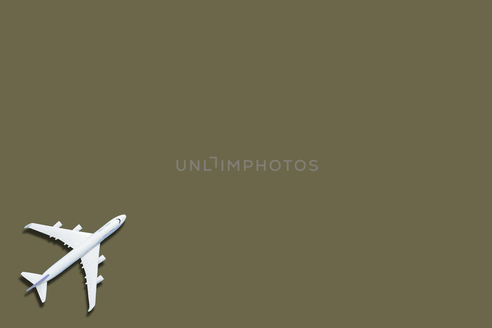 Model plane,airplane on green color background. by Andelov13