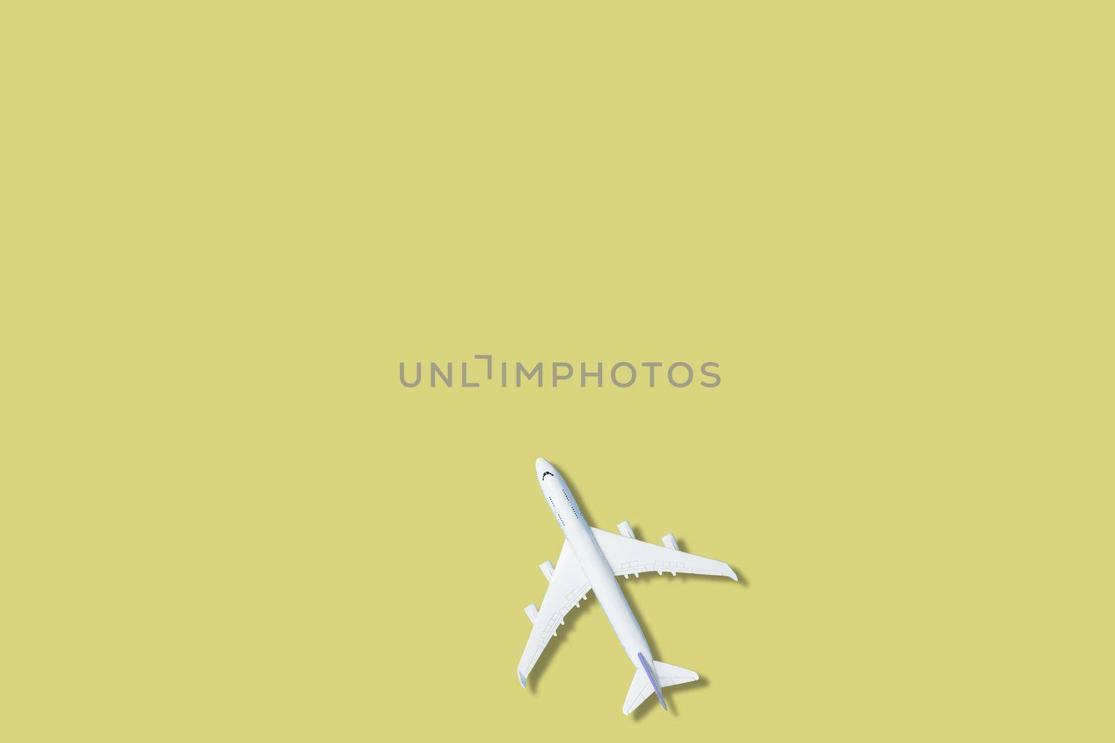 Model plane,airplane on green color background. 3d rendering by Andelov13