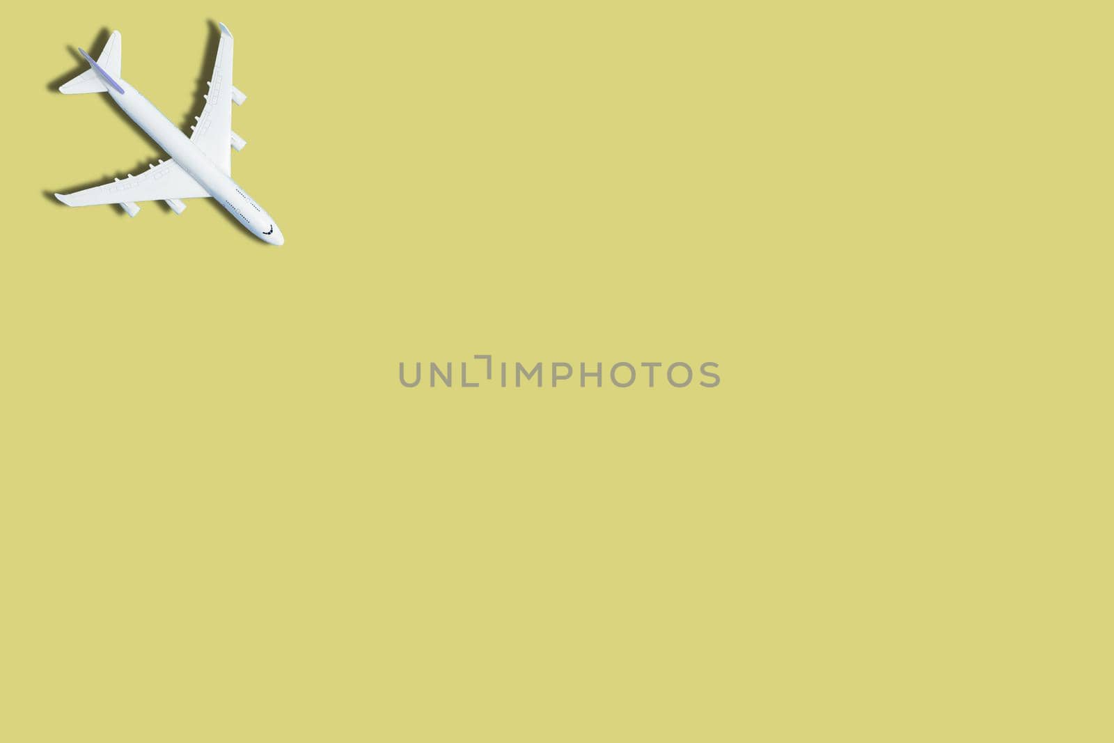 Model plane,airplane on green color background. 3d rendering by Andelov13