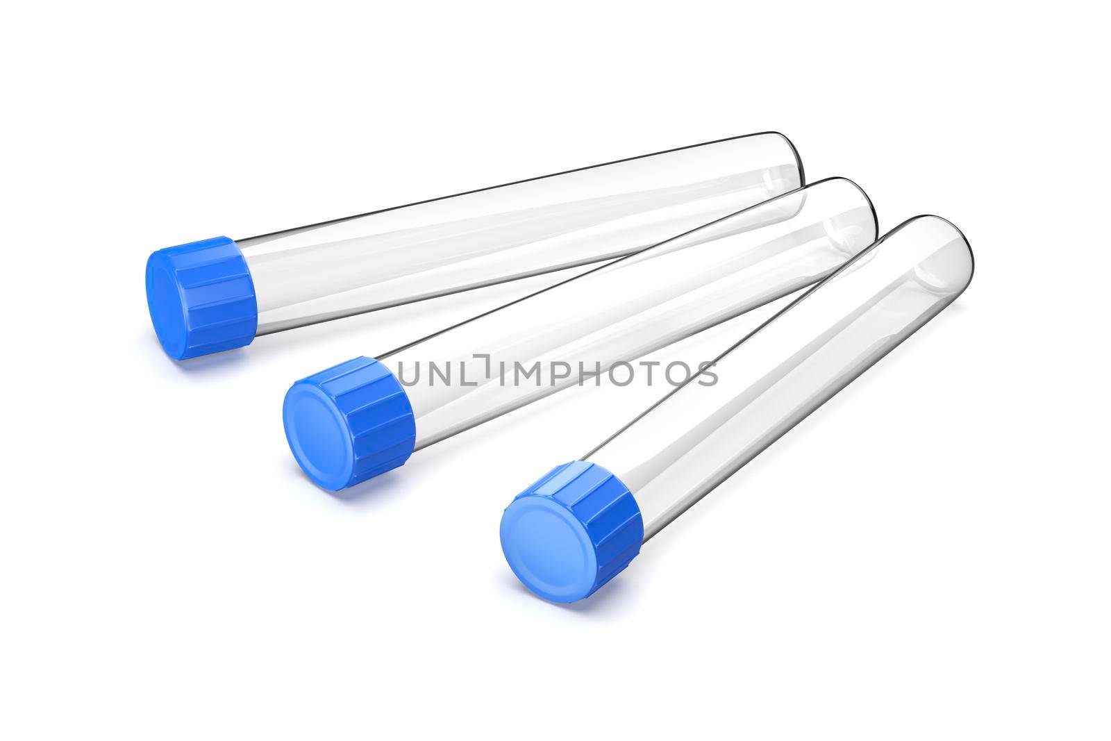Empty test tubes on white background