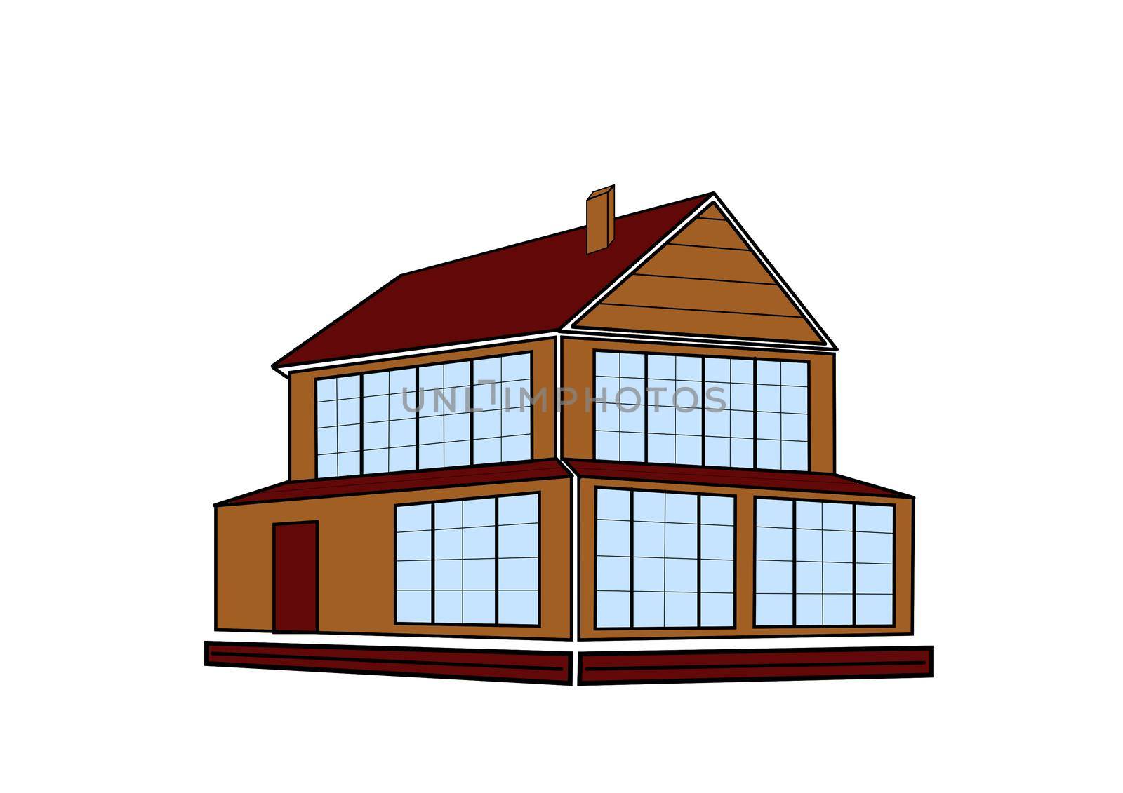 illustration of cool detailed red house icon isolated on white background.