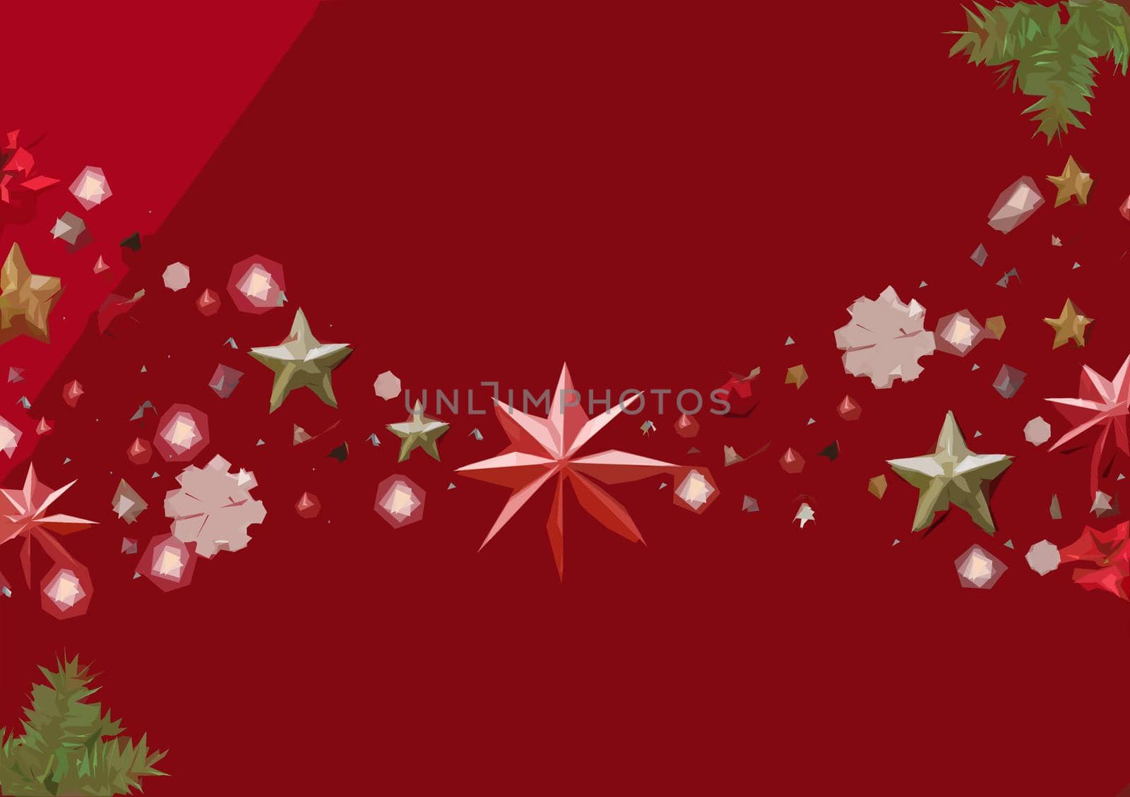 Christmas red baubles on red background - Luxury Christmas greeting card by Andelov13